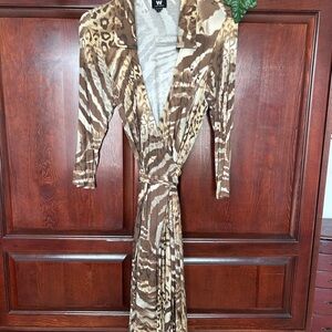 W by Worth Animal Print Dress - Brown and Tan